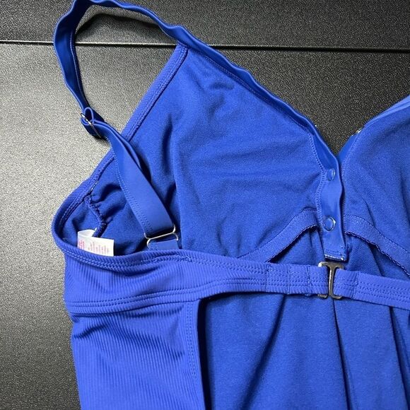 Xhilaration Blue Ribbed Snap Front One Piece Size XL - Picture 6 of 8